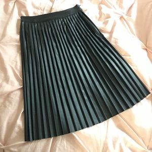 Black Faux Leather Pleated Skirt